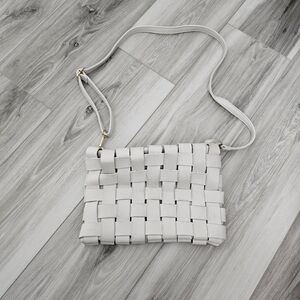 Woven Crossbody Bag in White - Minimal Women's Shoulder Bag